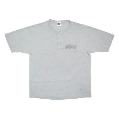 HARLEY DAVIDSON Alton Illinois Mens Biker T-Shirt Grey USA Button Neck XL