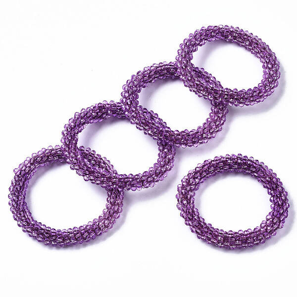 Faceted Transparent Glass Beads Stretch Bracelets