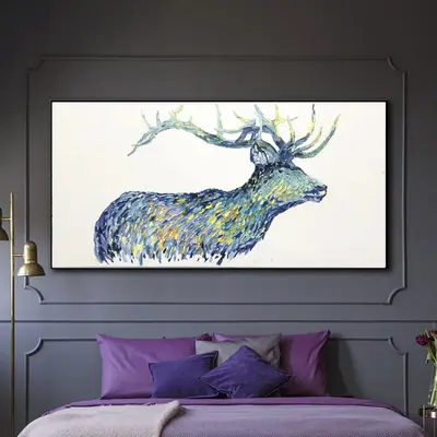 Extra Large Canvas Art Deer Painting Deer Canvas Wall Art Nature Deer Abstract Artwork Animal Painting Extra Large Oil Painti...