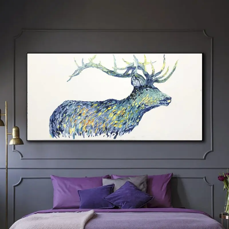 Extra Large Canvas Art Deer Painting Deer Canvas Wall Art Nature Deer Abstract Artwork Animal Painting Extra Large Oil Painti...