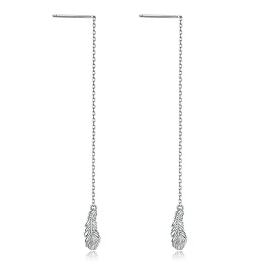 Sterling Silver Feather Drop Earrings