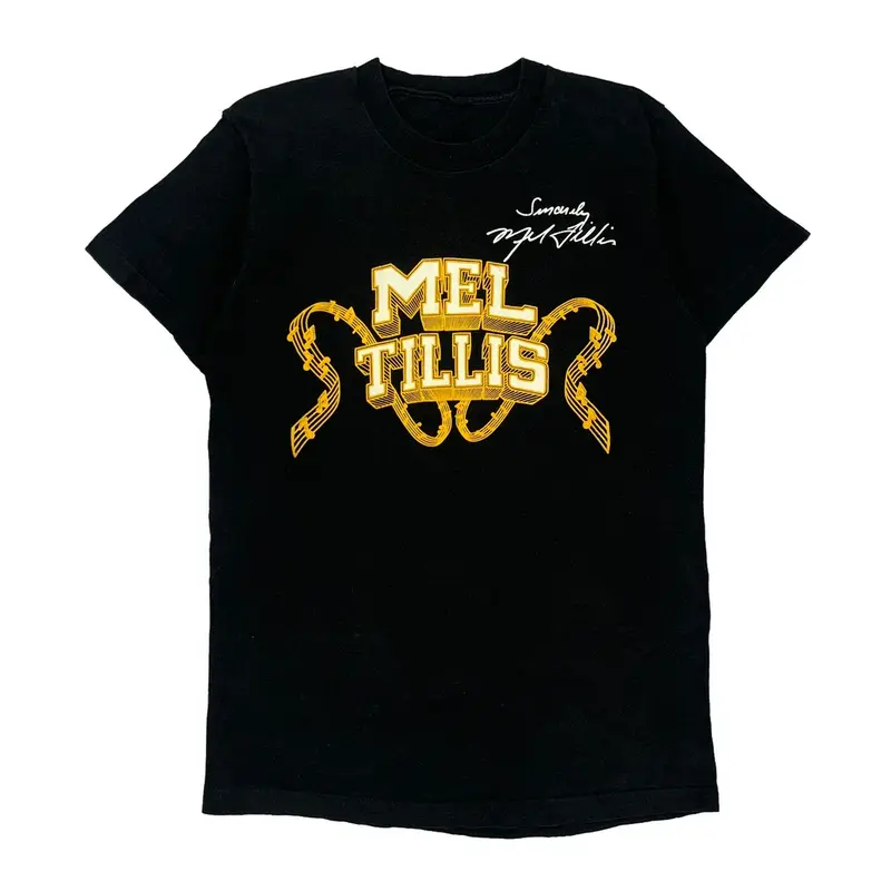 Mel Tillis Single Stitch Band T-Shirt - Medium Black Cotton
