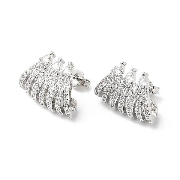Clear Cubic Zirconia Claw Stud Earrings