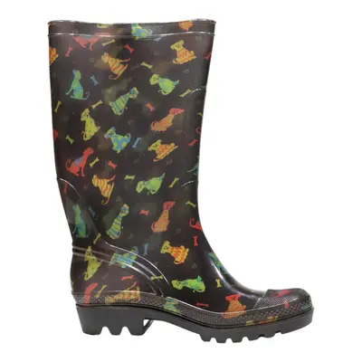 THE ANIMAL RESCUE SITE Wellie Boots Black Synthetic Womens UK 7