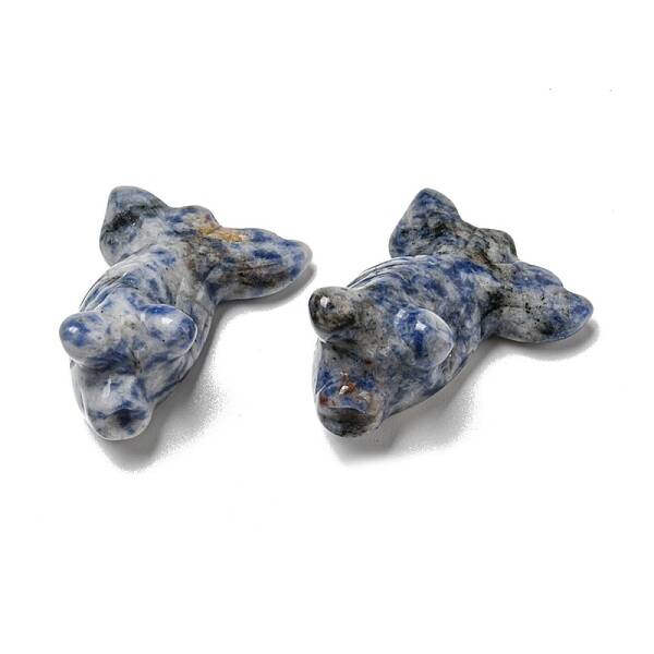 Natural Blue Spot Jasper Carved Healing Goldfish Figurines