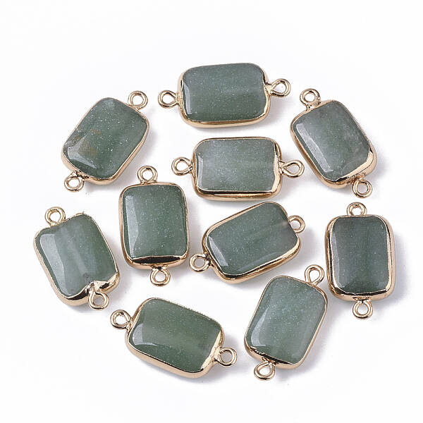 Edge Golden Plated Natural Green Aventurine Links connectors