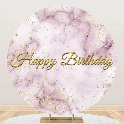 Pink Abstract Marble Texture Round Birthday Backdrop