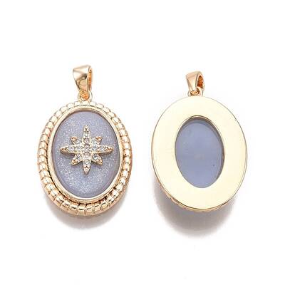 Brass Micro Pave Clear Cubic Zirconia Pendants
