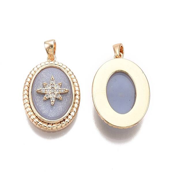 Brass Micro Pave Clear Cubic Zirconia Pendants