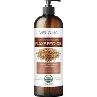 velona USDA Certified Organic Flaxseed Oil - 16 fl oz | 100% Pure and Natural Carrier Oil | Unrefined, Cold Pressed | Hair Gr...