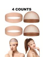Adjustable Silicone Wig Hair Band Set, Non-slip Wig Grip Band & Stocking Wig Cap, Soft Hair Band for Women & Unisex