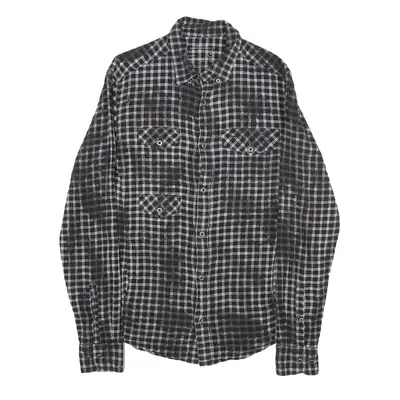 ALL SAINTS Shirt Black Check Long Sleeve Mens XS