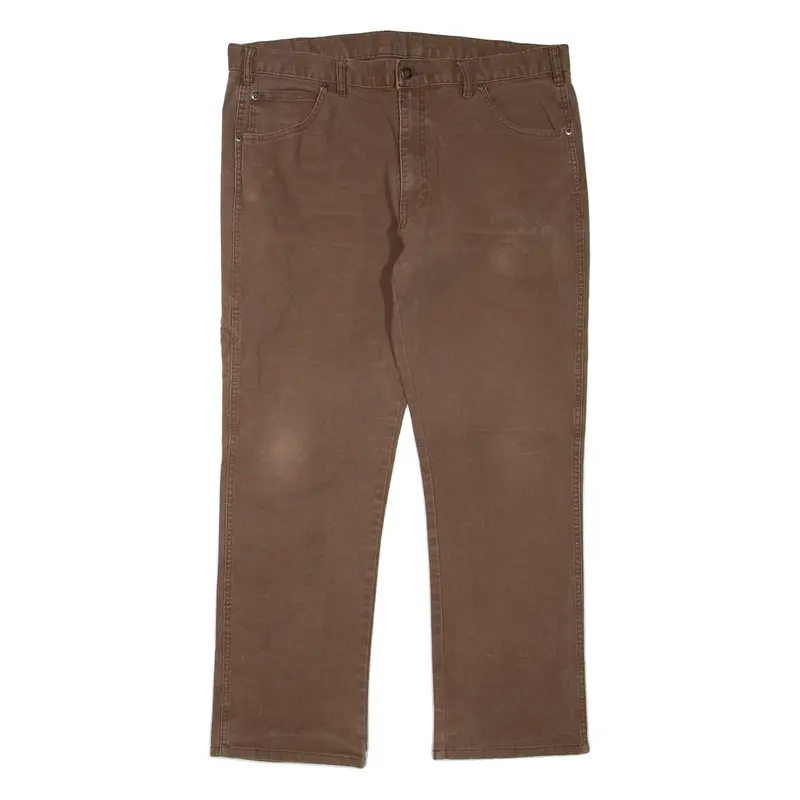 DICKIES Mens Trousers Brown Regular Straight W36 L30