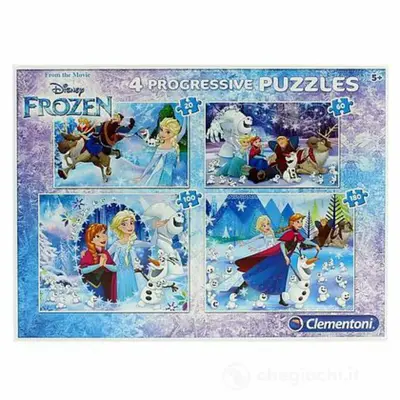 Set Clementoni Frozen 4 in 1 Puzzle 7723 Per bambine 20 x 60 x 100 x 180 pezzi