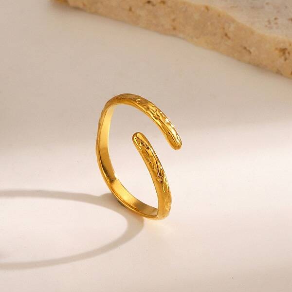 304 Stainless Steel Simple Line Open Cuff Rings