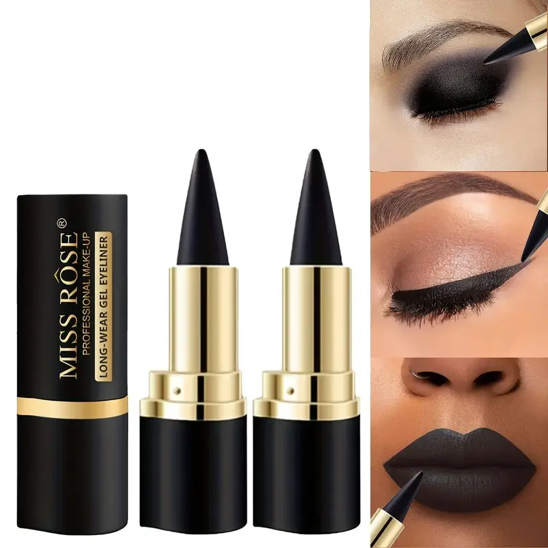 2/3/4PCS Multipurpose Solid Eyeliner Gel Pencil– Highly Pigmented Black Eyeliner & Lip Liner Pencil, Beginner-Friendly, Lon...