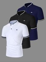 Men's Regular Fit Contrast Trim Polo Shirt, Casual Short Sleeve Half Zip Top for Summer, Fashion Men's Clothes for Daily Wear...