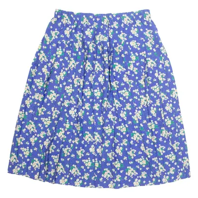 Womens A-Line Skirt Blue Knee Length Floral L