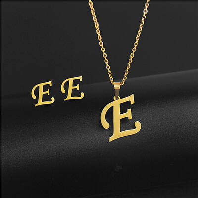 Golden Stainless Steel Initial Letter Jewelry Set