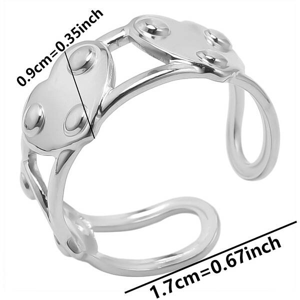 Non-Tarnish Minimalist Heart 304 Stainless Steel Cuff Rings