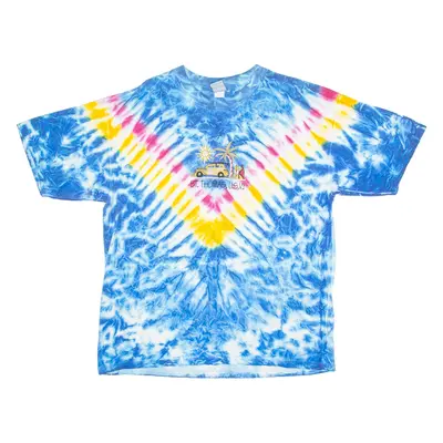 SMILEY Mens Tie Dye T-Shirt Blue Crew Neck L