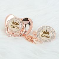 MIYOCAR Custom Gold Bling Diamond Baby Pacifier with Clip Set Personalized for Newborns and Babies Personalized Baby Bling Pa...