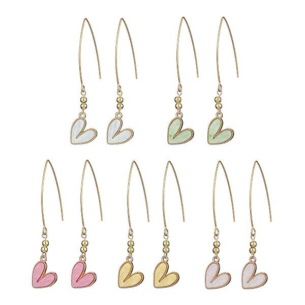 Alloy Heart with Acrylic Beaded Dangle Earrings