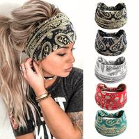 Women's Paisley Print Sports Headband, Non-slip Comfortable Breathable Sweatband for Women & Girls, Elastic Sweat-absorbing H...