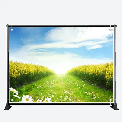 Yellow Floral Field Daisy Sunny Sky Spring Backdrop - Aperturee