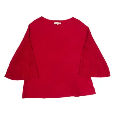 HOBBS LONDON Flare Sleeve Womens Jumper Red Tight Knit 3/4 Sleeve Wool S