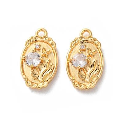 Brass Micro Pave Clear Cubic Zirconia Pendants