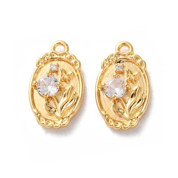 Brass Micro Pave Clear Cubic Zirconia Pendants