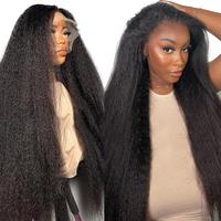Idoli 32 Inch 13x6 Lace Front Kinky Straight Wig HD Transparent Yaki Straight Frontal Closure Human Hair Wigs