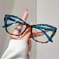 Fashion Colorblock Cat Eye Frame Reading Glasses, Stylish Eyeglass, Anti- Light Glasses for Women, Fashion Eyewear Accessorie...