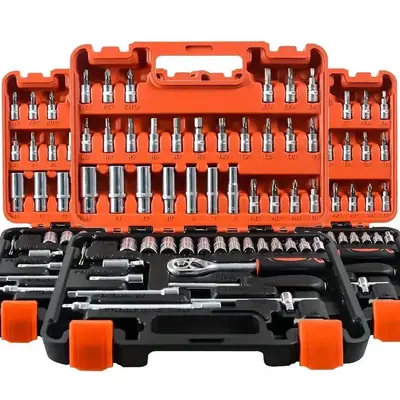 53 piece 53-Piece Ratchet Socket Wrench Set: Automotive Repair Tool Kit with Multifunctional Socket Wrench for Car, Truck, an...