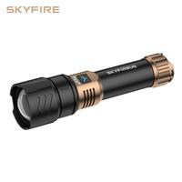 SKYFIRE LED Flashlight – Model 1097, Super Bright Rechargeable Torch with Ignition Lens, Zoomable, 4 Modes, Waterproof Tact...