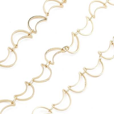 Brass Hollow Moon Link Chains