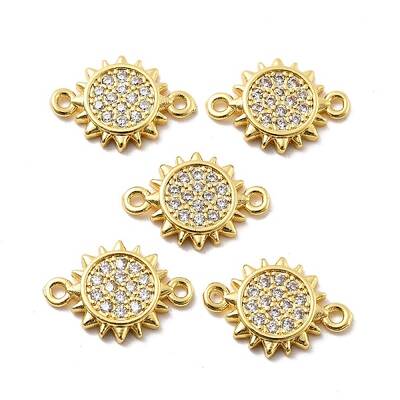 Brass Micro Pave Clear Cubic Zirconia Connector Charms