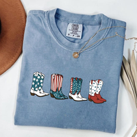 Comfort Colors Fourth Of July T-shirt, Cowgirl 4th of July Vintage Tee, Cowboy Boots Shirt, America T-shirt, USA, Patriotic G...