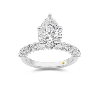 Verda Art Deco Inspired V-Prong Pear Shape  Lab Grown Diamond Engagement Ring | 14K White Gold 2 5/8 CT. TW.