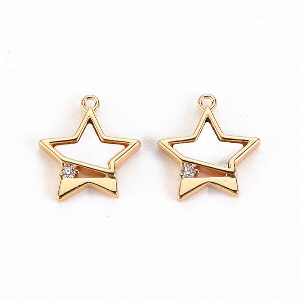 Brass Micro Pave Clear Cubic Zirconia Charms