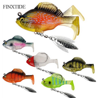 FINXTIDE 6Pcs Pre-Rigged Jig Head Soft Fishing Lures,Paddle Tail Swimbaits/3D Eyes/Spinner Blades for Bass Fishing,Hidden Ult...