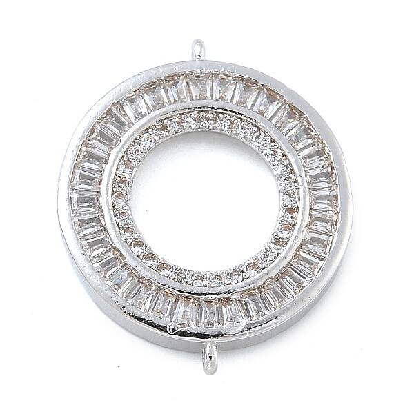Rack Plating Brass Clear Cubic Zirconia Ring Connector Charms