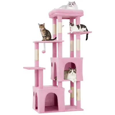 Garvee 61 Multi-Level Cat Tree for Indoor Cats, Heavy-Duty Tower for Large Adult & Maine Coon Cats with Oversized Perch, Dua...