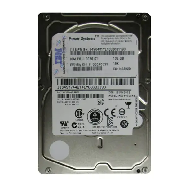 74Y6481 IBM 139GB 6Gb/s SAS 15000 2.5-Inch Hard Drive