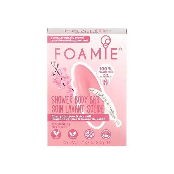 Foamie Docciaschiuma Idratante Cherry Kiss Con Fiori Di Ciliegio E Latte Di Riso (Saponetta Doccia Corpo) 80 G