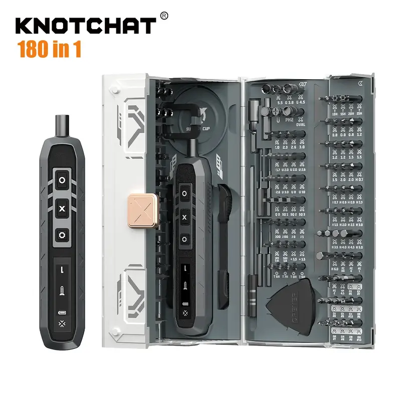 KNOTCHAT KC01 180-in-1 mini eletric precision screwdriver set Strong Magnetic Bits Max 3 N.m Cordless Type-C Charging Necessa...