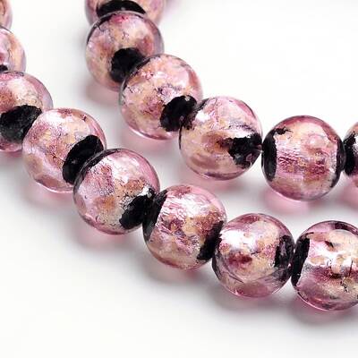 Glow in the Dark Luminous Style Handmade Silver Foil Glass Round Beads