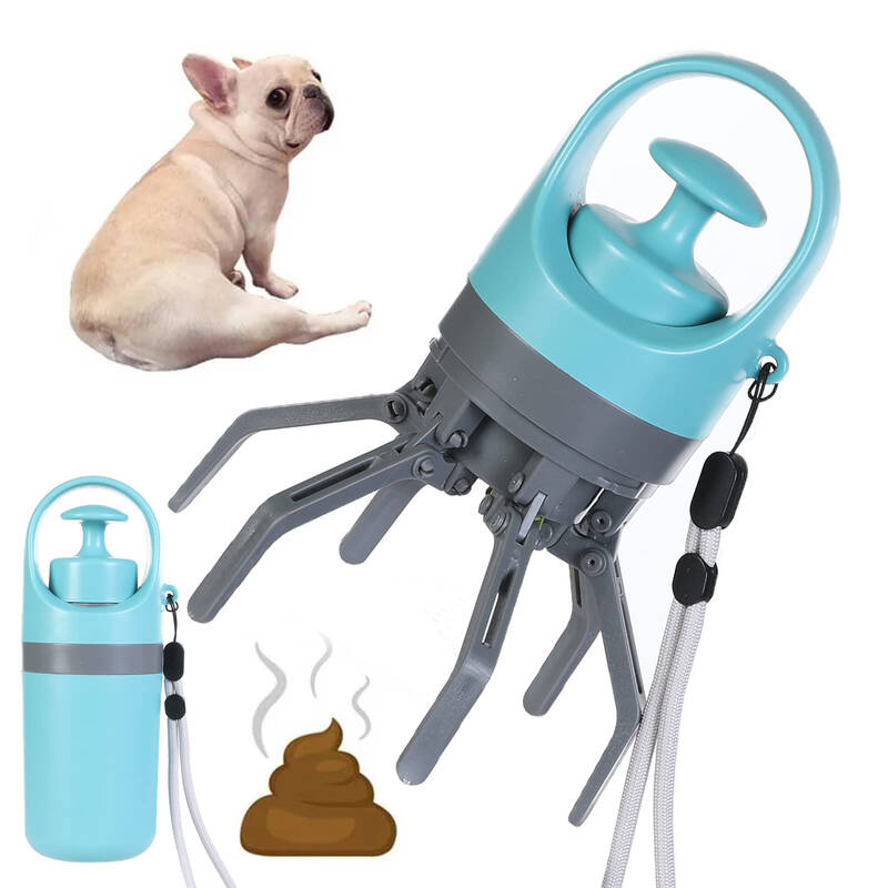 Dog Pooper Scooper with Built-in Bag Dispenser, Eight-Claw Pet Waste Shovel, Toilet Picker for Dogs