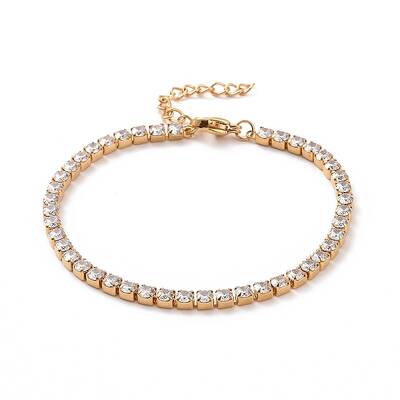 304 Stainless Steel Rhinestone Strass Chain Bracelets